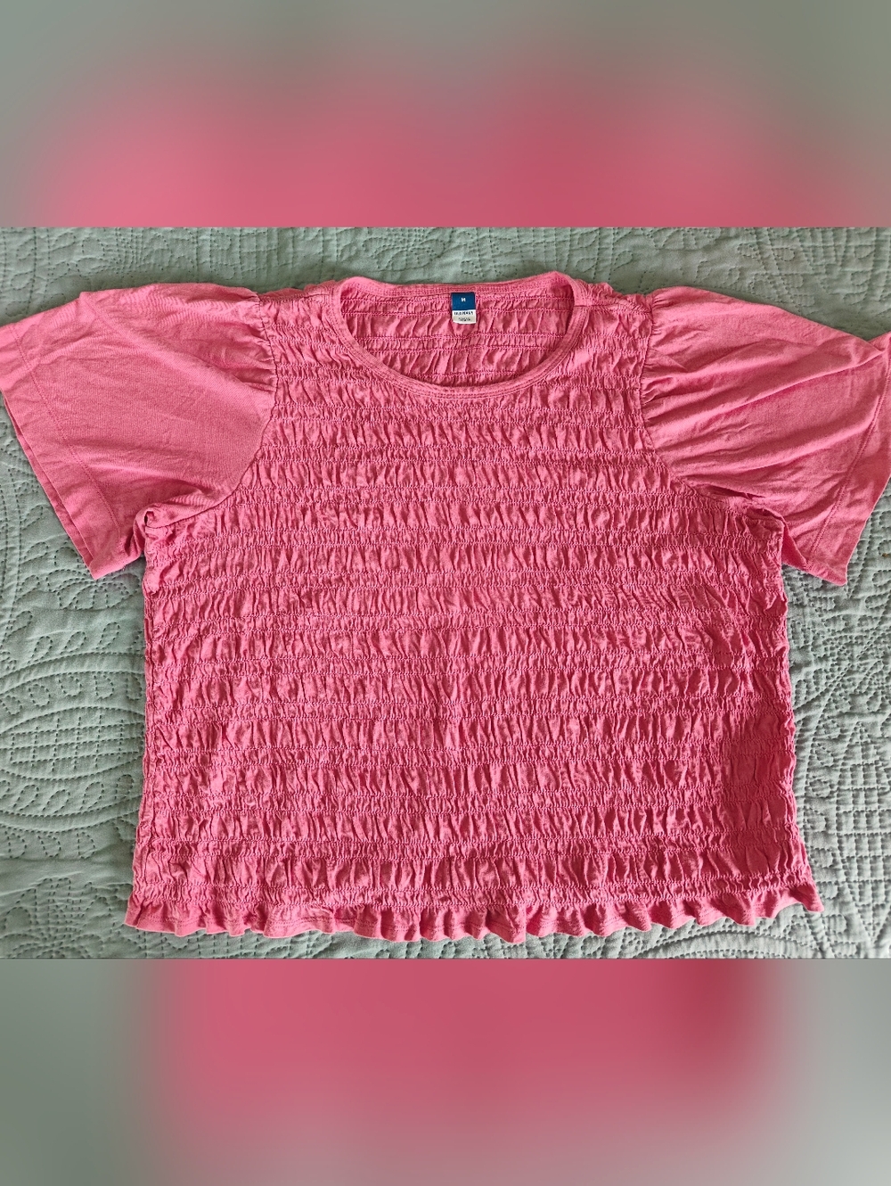Old Navy Pink Smocked Short Sleeve Top